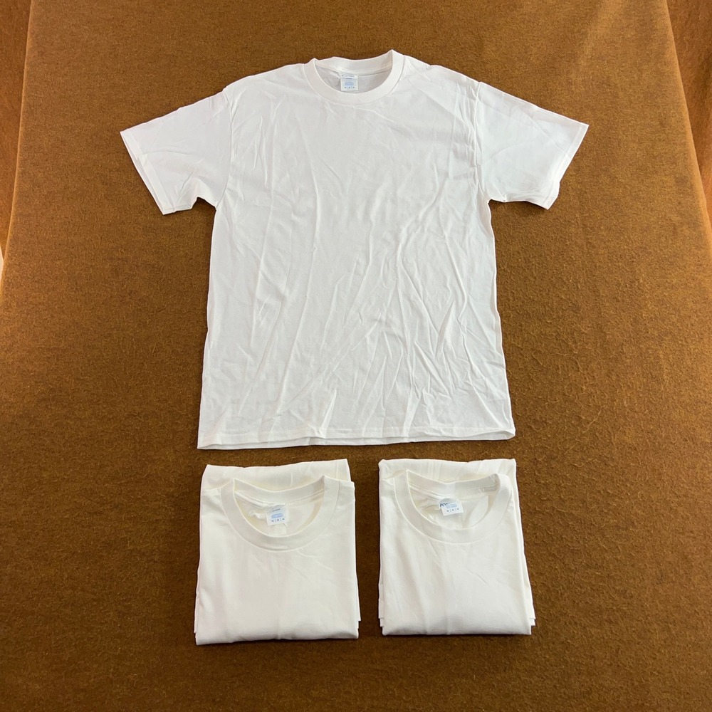 Port & Company Mens M White Core Cotton Short Sleeve T-Shirt 3 Pack New